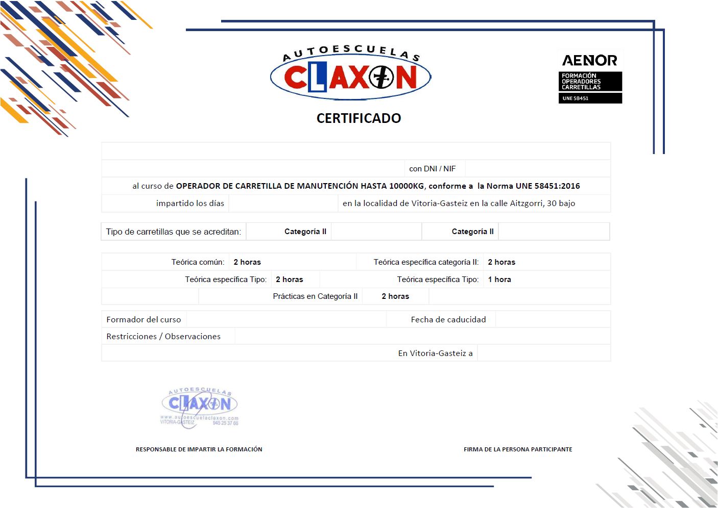 certificado carretilla